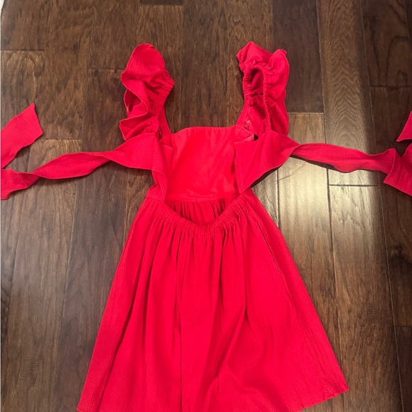 Charming Red Ruffle Dress - Picture 2 of 3